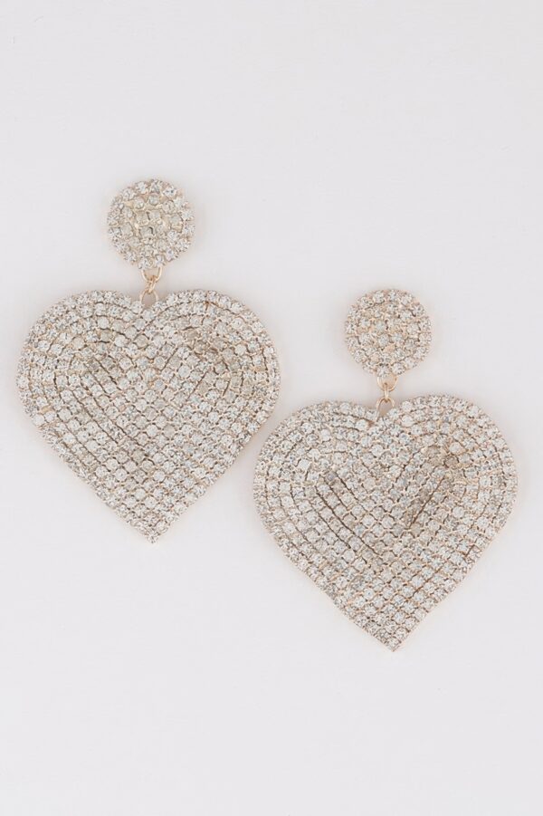 Jeweled Heart Drop Earrings with Sparkling Accents
