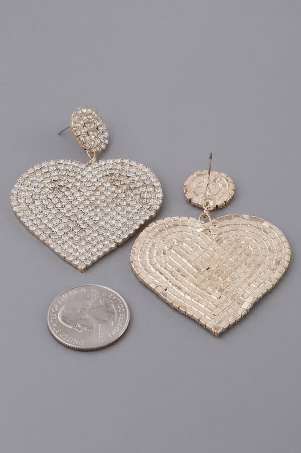 Jeweled Heart Drop Earrings with Sparkling Accents
