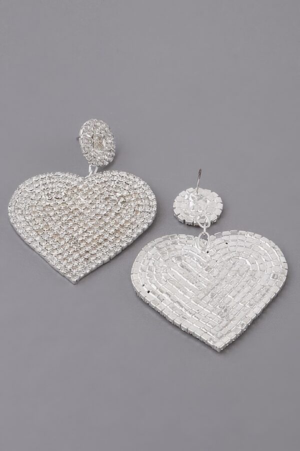 Jeweled Heart Drop Earrings with Sparkling Accents