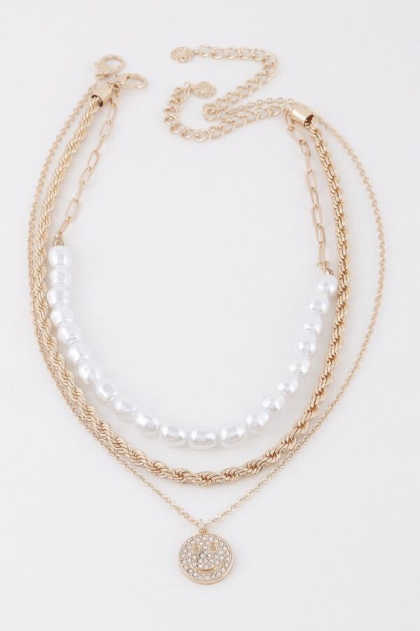 Multi-Chain Pearl Necklace – Layered Chain Accent