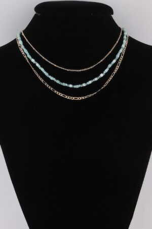 Multi-Beaded Chain Necklace – Layered Texture