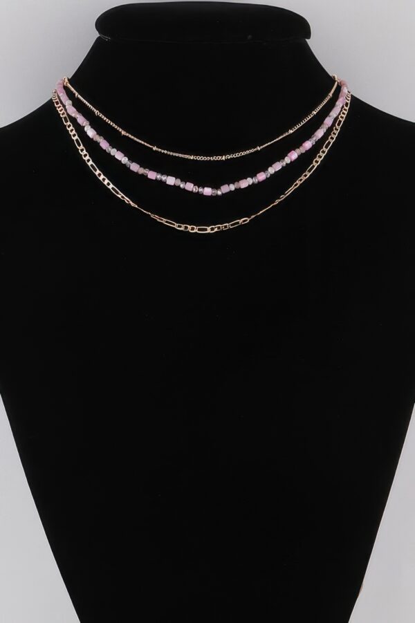 Multi-Beaded Chain Necklace – Layered Texture