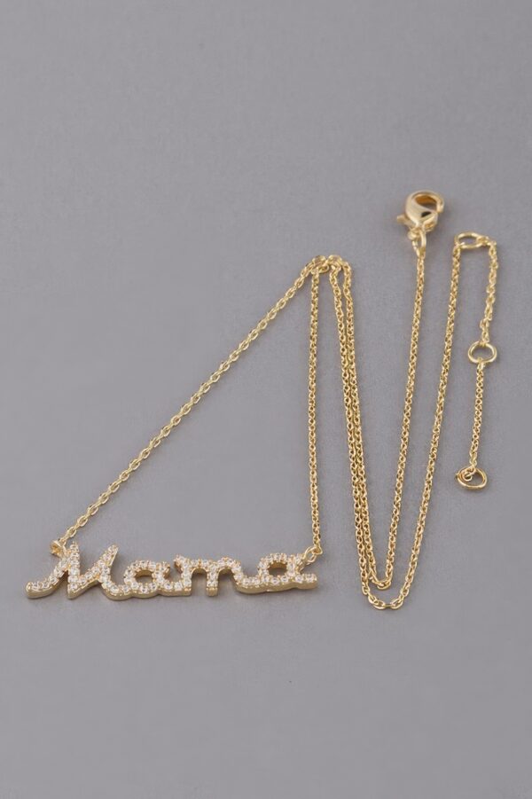 Mama Pendant Necklace with Jeweled Accents – 16-inch