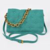 Studded Cotton Canvas Chain Shoulder Bag