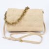 Studded Cotton Canvas Chain Shoulder Bag