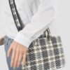 Tweed Plaid Medium Tote – Synthetic Structured Bag