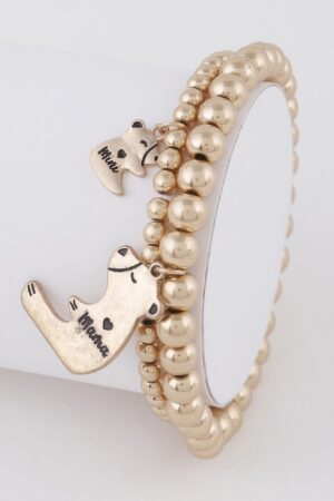 Mini Mama Bear Bracelet – Delicate Stackable Charm
