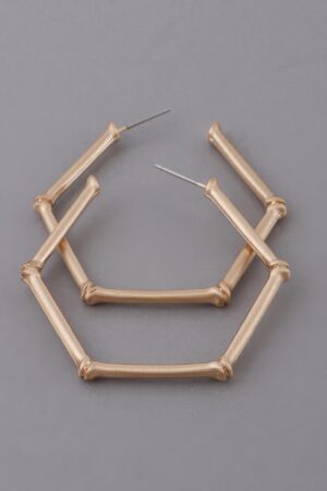 Hexagon Hoop Earrings – Geometric Lightweight Hoops
