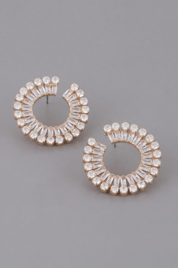Jeweled Round Stud Earrings – Polished Finish