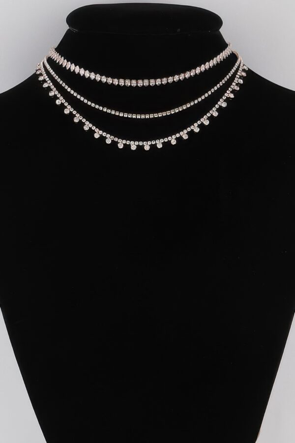 Triple Rhinestone Drop Necklace – Layered Sparkle