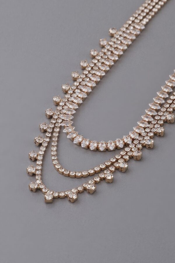 Triple Rhinestone Drop Necklace – Layered Sparkle