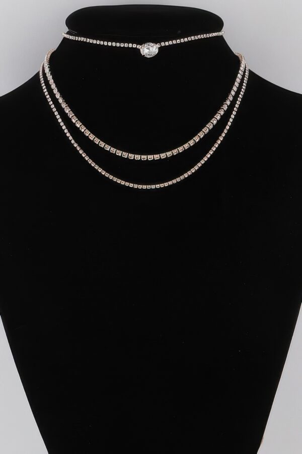 Multi Rhinestone Necklace – Clustered Sparkle, 14 inch