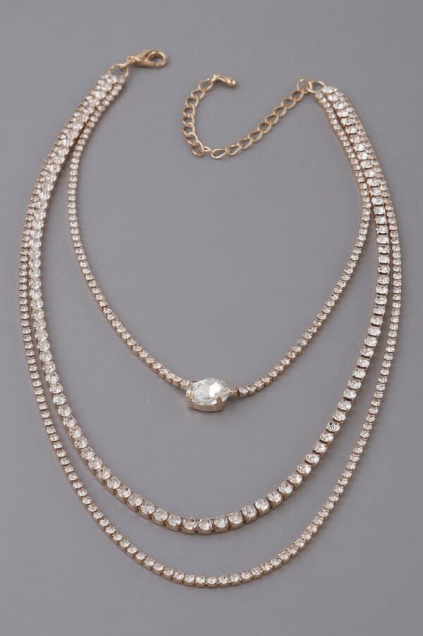 Multi Rhinestone Necklace – Clustered Sparkle, 14 inch