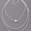 Multi Rhinestone Necklace – Clustered Sparkle, 14 inch