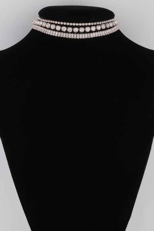 Triple Jewel Choker Necklace – Layered Sparkle