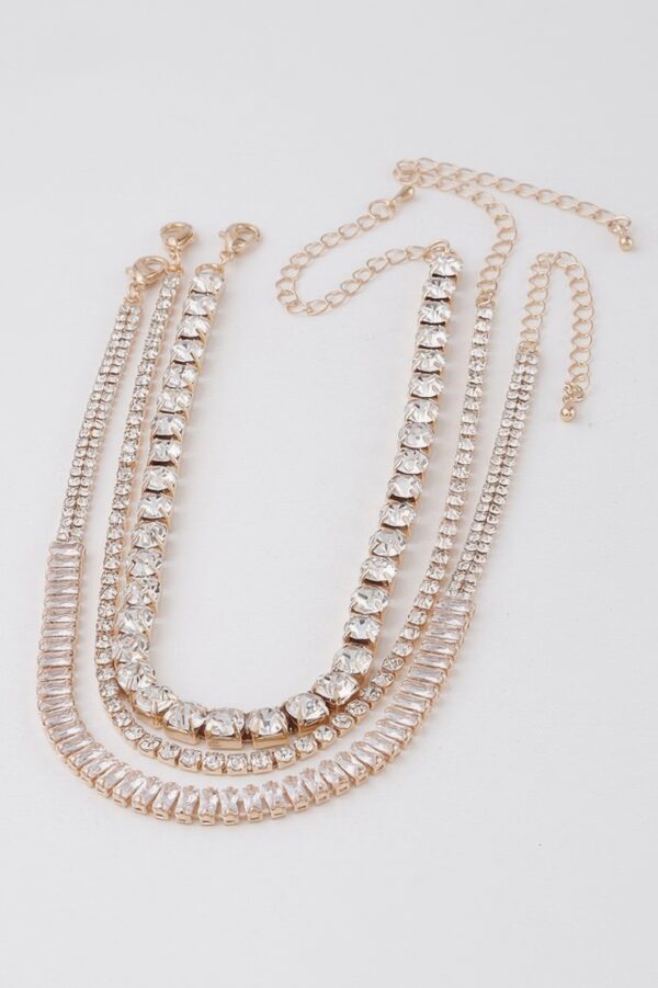 Triple Jewel Choker Necklace – Layered Sparkle
