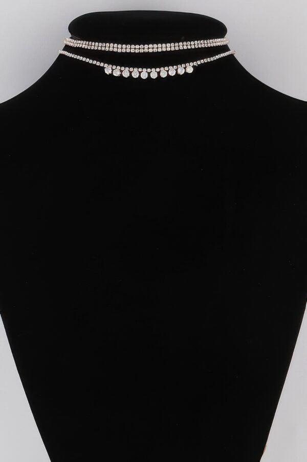 Triple Rhinestone Choker Necklace – 12″ Length