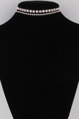 Double Rhinestone Choker Necklace – Sparkling Collar