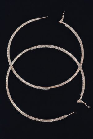 Thin Hoop Earrings with Rhinestone Accents
