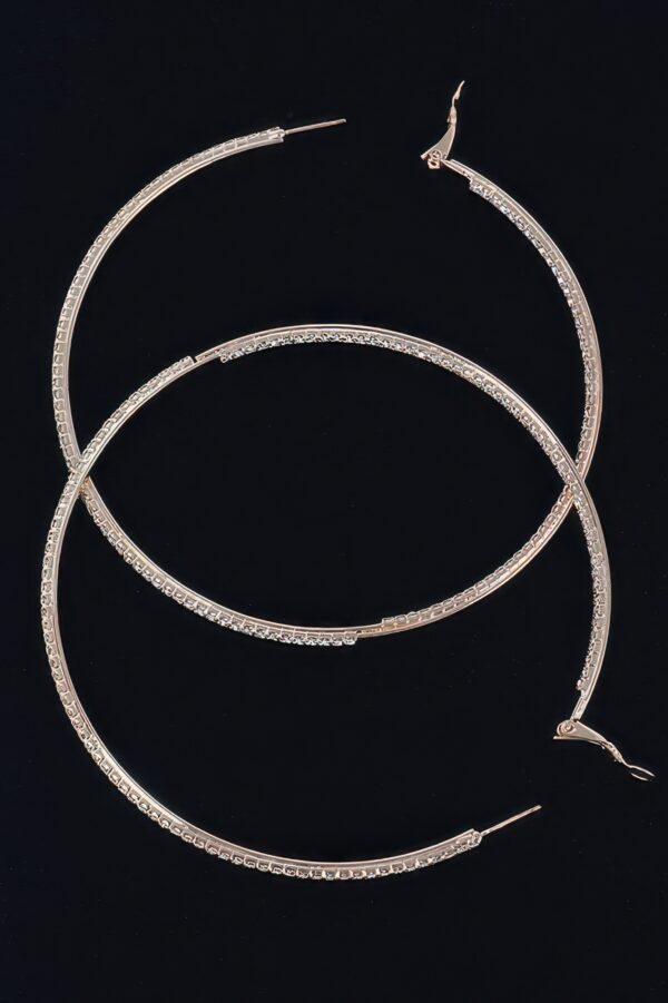 Thin Hoop Earrings with Rhinestone Accents