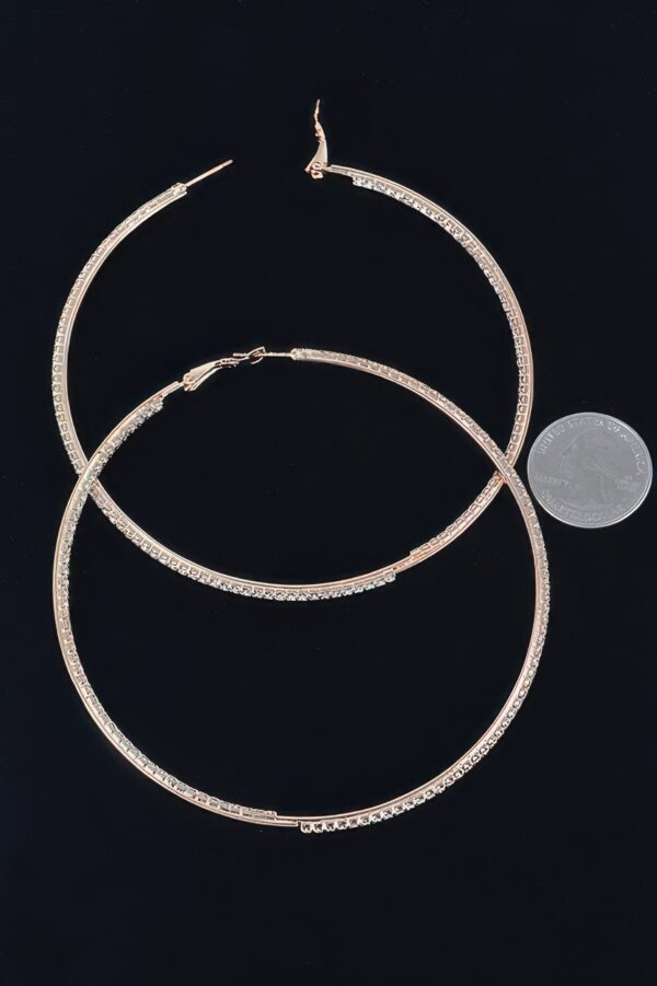 Thin Hoop Earrings with Rhinestone Accents