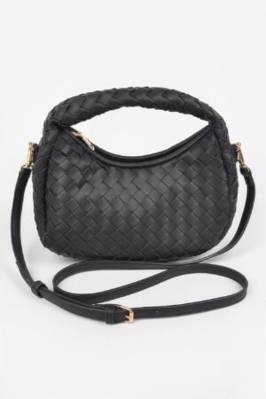 Braided Faux Leather Hobo Clutch – Textured PU Design