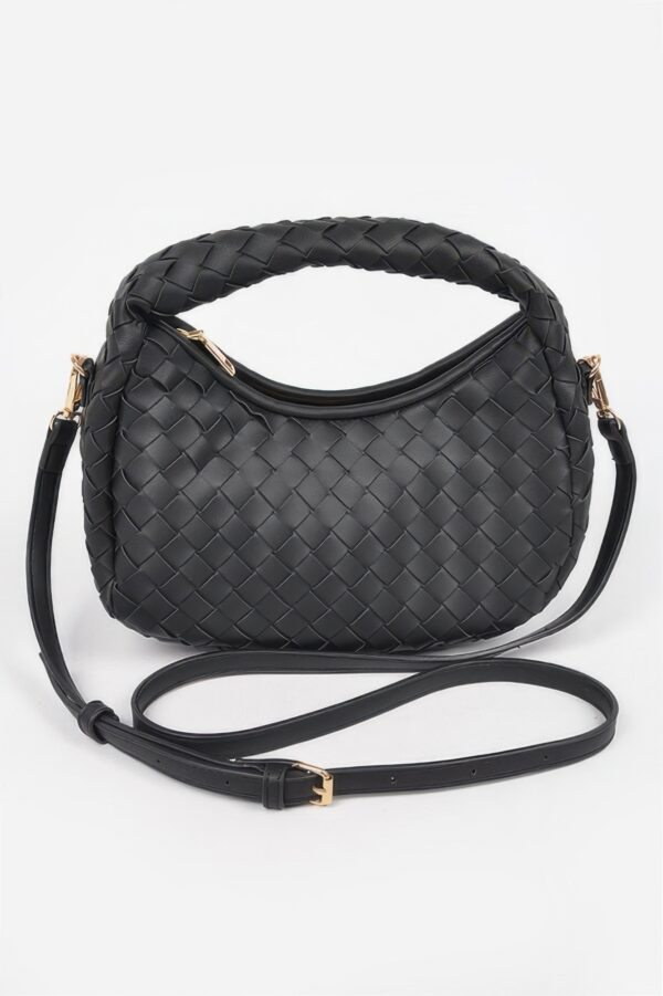 Braided Faux Leather Hobo Clutch – Textured PU Design
