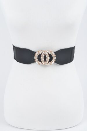 Rhinestone Buckle Plus-Size Elastic Belt