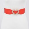 Heart Rhinestone Buckle Elastic Waist Belt