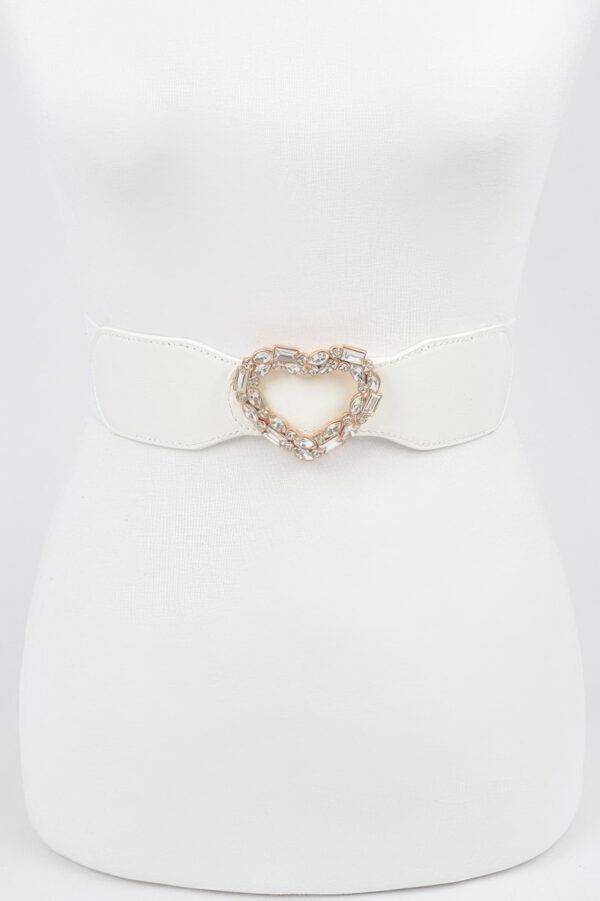 Heart Rhinestone Buckle Elastic Waist Belt