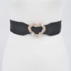 Heart Rhinestone Buckle Elastic Waist Belt