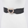 Heart Rhinestone Buckle Elastic Waist Belt