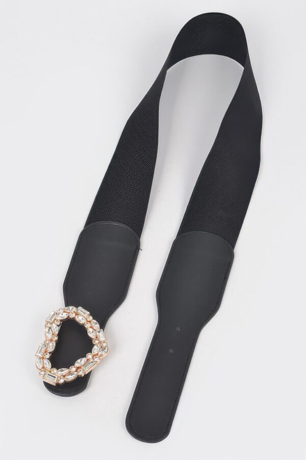 Heart Rhinestone Buckle Elastic Waist Belt