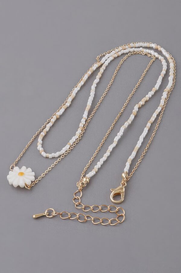 Double Beaded Flower Necklace – 16″ Choker
