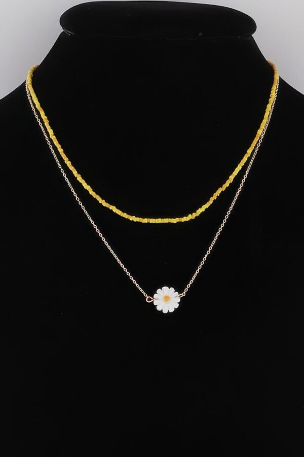 Double Beaded Flower Necklace – 16″ Choker
