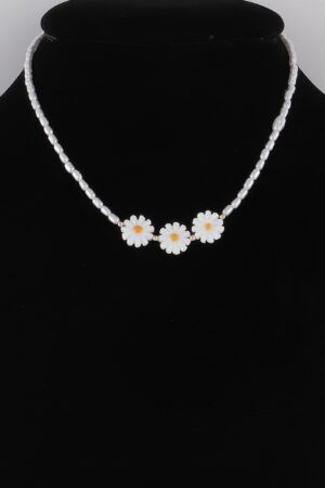 Beaded Flower Trio Necklace – 15 inch Layering