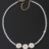 Beaded Flower Trio Necklace – 15 inch Layering