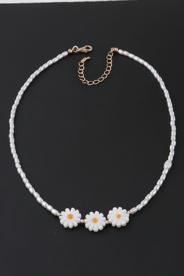 Beaded Flower Trio Necklace – 15 inch Layering