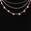 Multi Flower Charm Necklace – 16in Layered Look