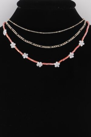 Multi Flower Charm Necklace – 16in Layered Look