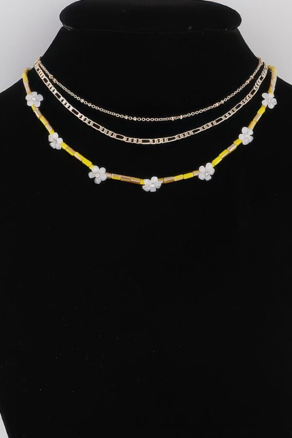 Multi Flower Charm Necklace – 16in Layered Look