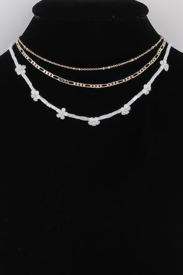 Multi Flower Charm Necklace – 16in Layered Look