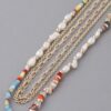 Layered Textured Bead and Chain Choker Necklace