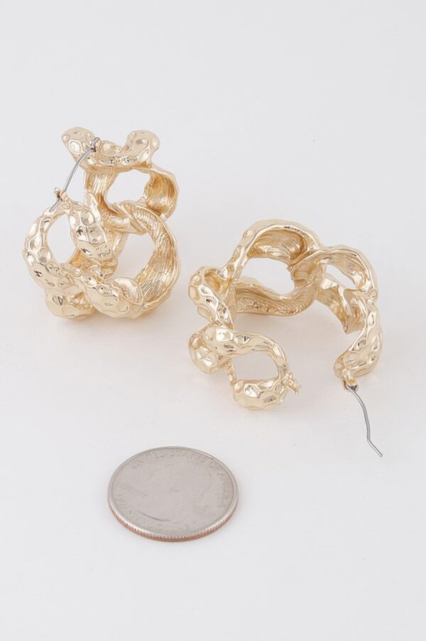Abstract Chain Hoop Earrings – Textured 1.6 in Hoops