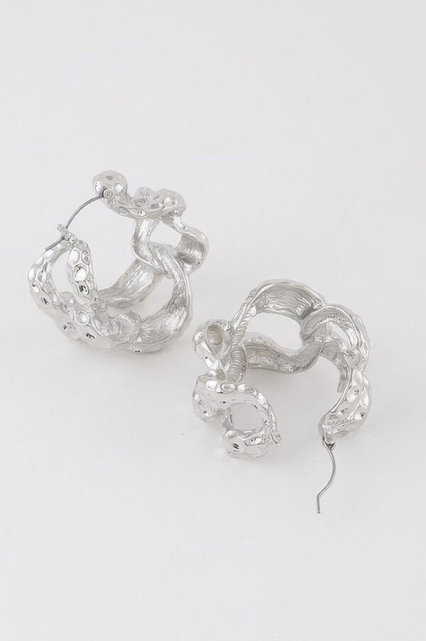 Abstract Chain Hoop Earrings – Textured 1.6 in Hoops