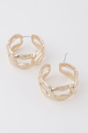 Flat Link Chain Hoop Earrings – Sleek 1.5in Hoops