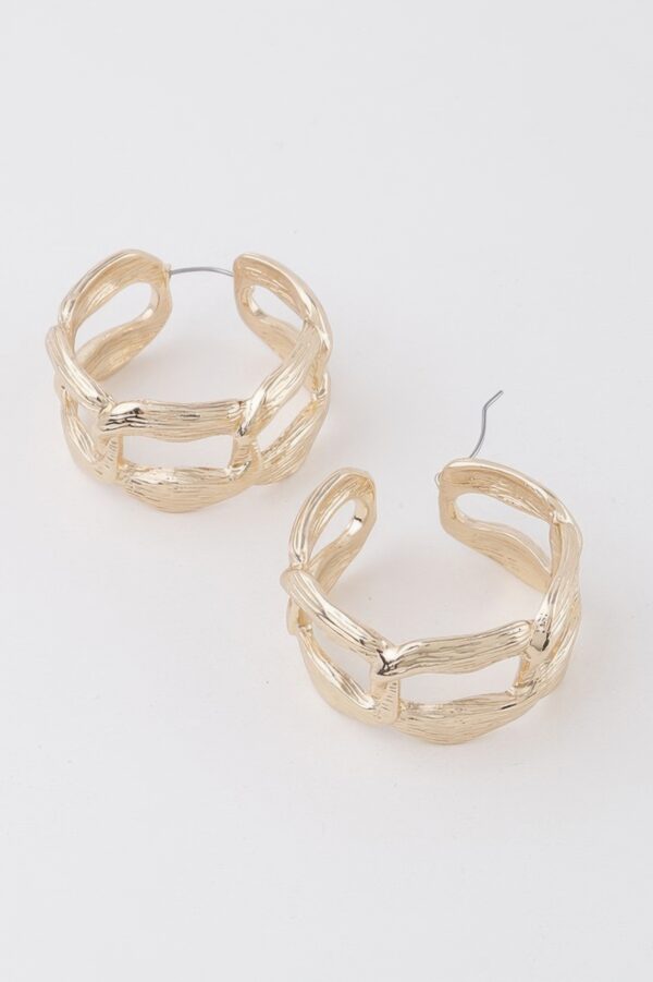 Flat Link Chain Hoop Earrings – Sleek 1.5in Hoops