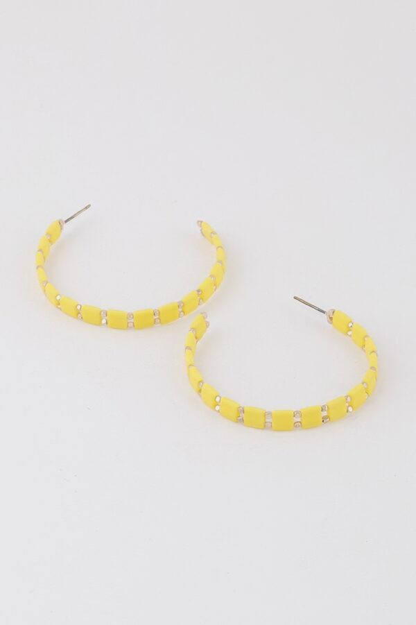 Square Beaded Hoop Earrings – 2-inch Geometric Hoops