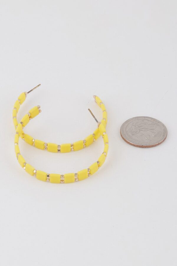 Square Beaded Hoop Earrings – 2-inch Geometric Hoops