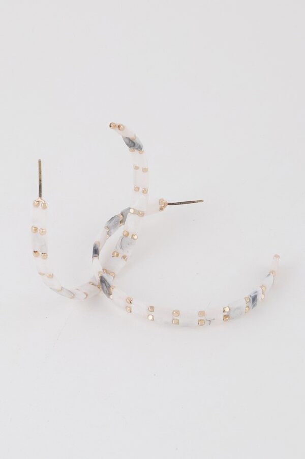 Square Beaded Hoop Earrings – 2-inch Geometric Hoops